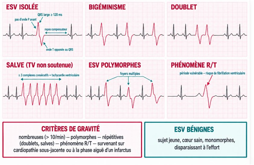 Arbre décisionnel partant d'une tachycardie, se divisant selon la largeur des QRS puis la régularité du rythme.
